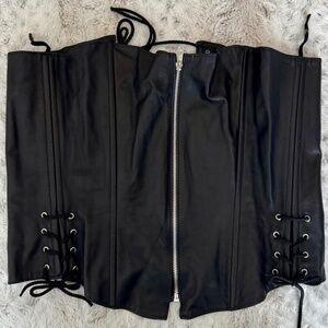 Black Zip Up Corset with Lace Up In the Back